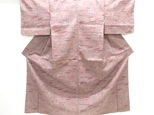 JAPANESE KIMONO / NISHIJIN OMESHI / WOVEN TEMPLE SCENERY 